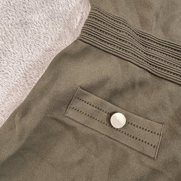 NWT Ted Baker Katanna Utility Stretch Knit Olive Green Dress Size 5 US 12 Large - Picture 4 of 8